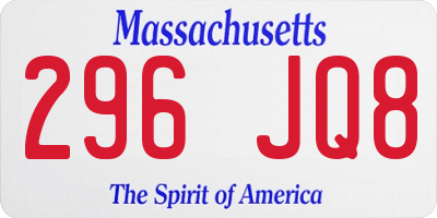 MA license plate 296JQ8