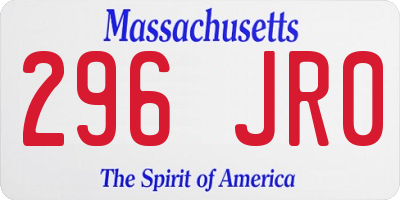 MA license plate 296JR0