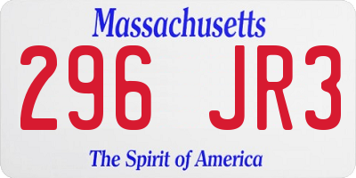 MA license plate 296JR3