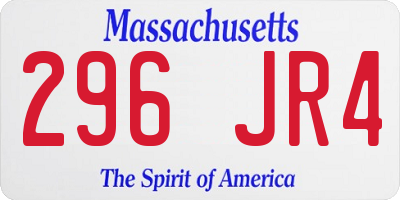 MA license plate 296JR4