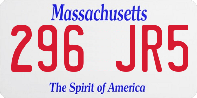 MA license plate 296JR5