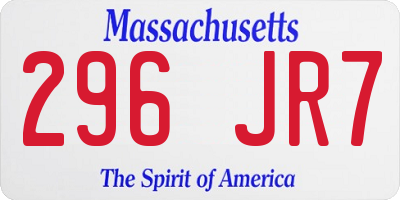 MA license plate 296JR7