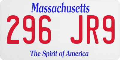 MA license plate 296JR9