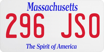 MA license plate 296JS0