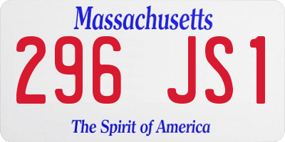 MA license plate 296JS1