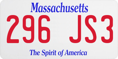 MA license plate 296JS3