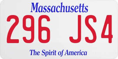 MA license plate 296JS4