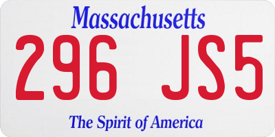 MA license plate 296JS5