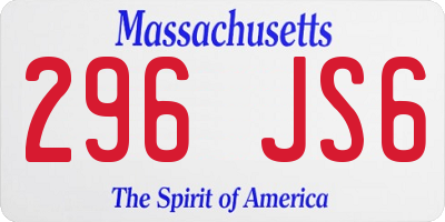 MA license plate 296JS6