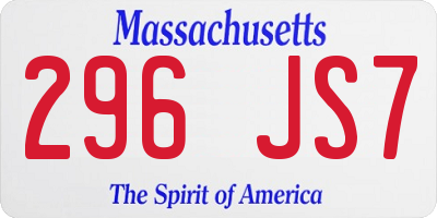 MA license plate 296JS7