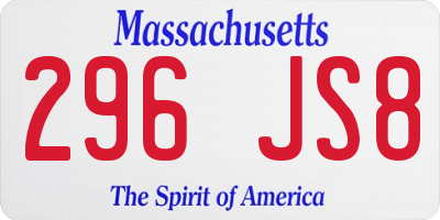 MA license plate 296JS8