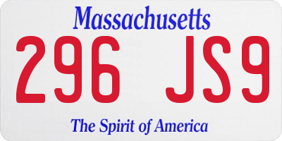 MA license plate 296JS9