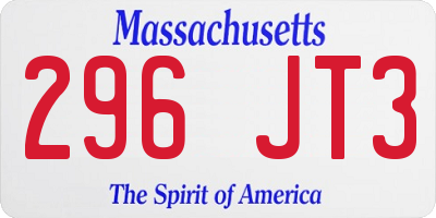 MA license plate 296JT3