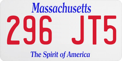 MA license plate 296JT5