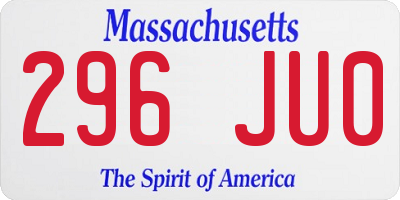 MA license plate 296JU0