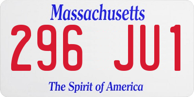 MA license plate 296JU1