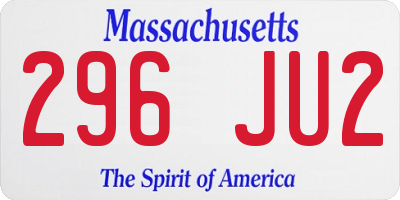 MA license plate 296JU2