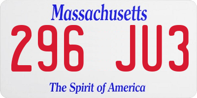 MA license plate 296JU3
