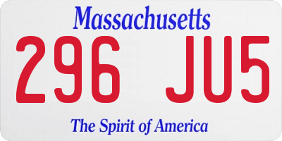 MA license plate 296JU5