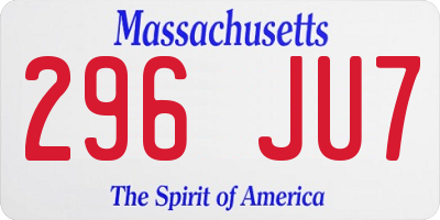 MA license plate 296JU7