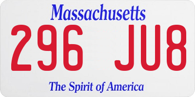 MA license plate 296JU8