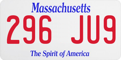 MA license plate 296JU9