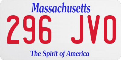 MA license plate 296JV0