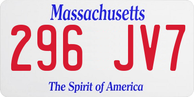 MA license plate 296JV7