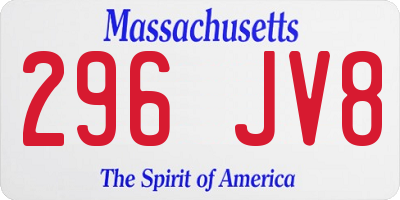 MA license plate 296JV8