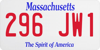 MA license plate 296JW1