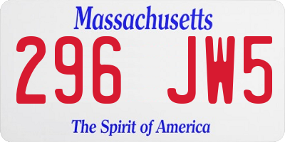 MA license plate 296JW5