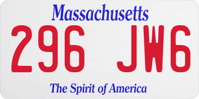 MA license plate 296JW6