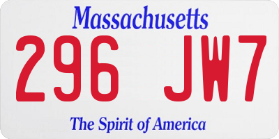 MA license plate 296JW7