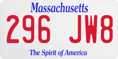 MA license plate 296JW8