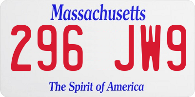 MA license plate 296JW9