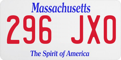 MA license plate 296JX0
