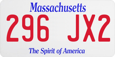 MA license plate 296JX2