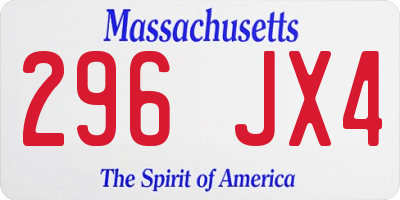 MA license plate 296JX4
