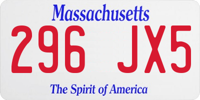 MA license plate 296JX5