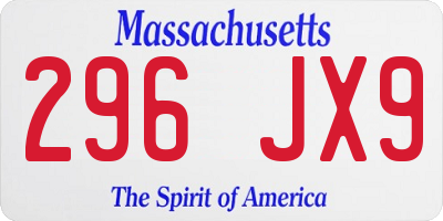 MA license plate 296JX9