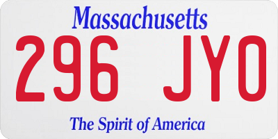 MA license plate 296JY0