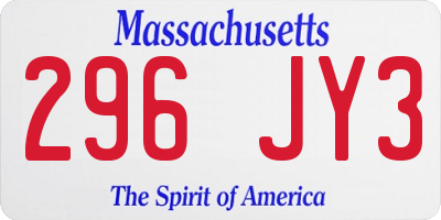 MA license plate 296JY3