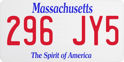 MA license plate 296JY5