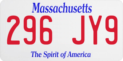 MA license plate 296JY9
