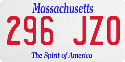 MA license plate 296JZ0