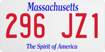 MA license plate 296JZ1