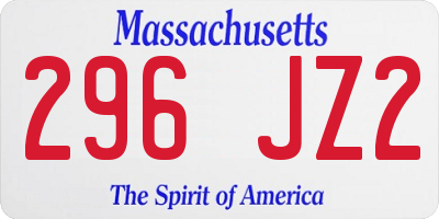 MA license plate 296JZ2