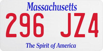 MA license plate 296JZ4