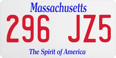 MA license plate 296JZ5
