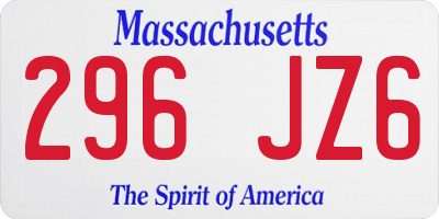 MA license plate 296JZ6